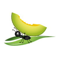 vector_cartoon_ant_carring_fruit_clipart