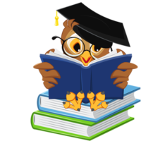 free_download_cartoon_owl_reading_book_school_vector