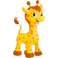 free_download_laughing_baby_giraffe_cartoon_animal_clipart